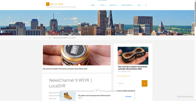 Security scan screenshot of https://www.syracusenews.biz/newschannel-9-wsyr-localsyr/