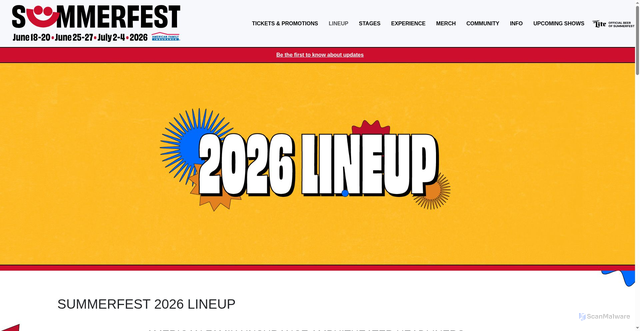 Security scan screenshot of https://www.summerfest.com/lineup/