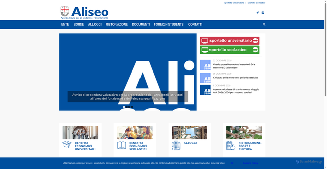 Security scan screenshot of https://www.aliseo.liguria.it/