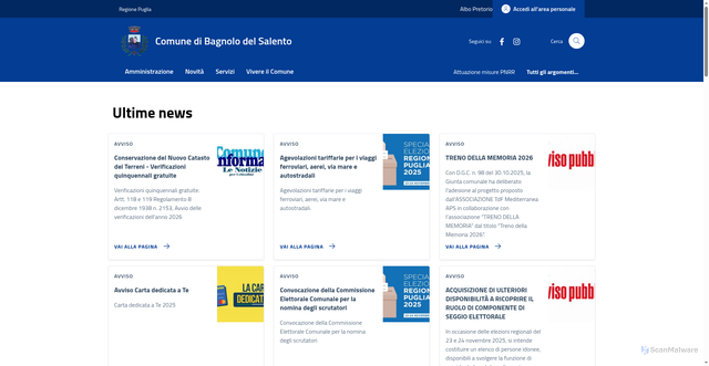 Security scan screenshot of https://comune.bagnolodelsalento.le.it/