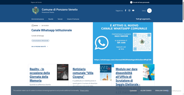 Security scan screenshot of https://www.comune.ponzanoveneto.tv.it/home