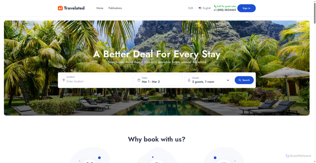 Security scan screenshot of https://travelated.com