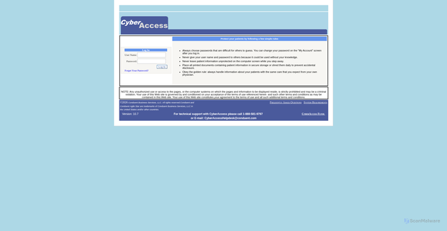 Security scan screenshot of https://www.cyberaccessonline.net