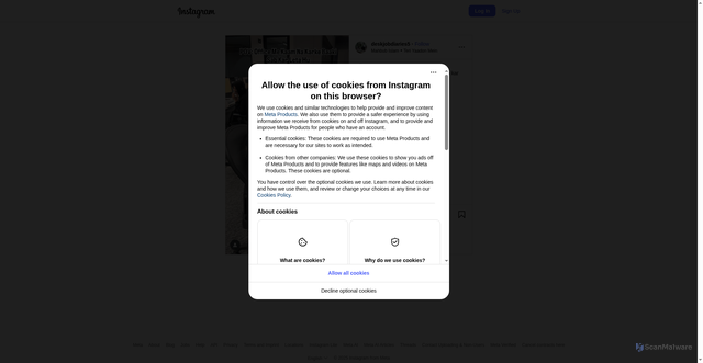 Security scan screenshot of https://www.instagram.com/reel/DRU-hIlgXlH/?igsh=aHVsanFieG12YnBo