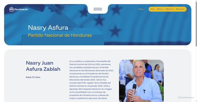 Security scan screenshot of https://elecciones.hn/nasry-asfura-2/