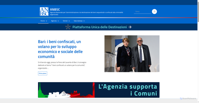 Security scan screenshot of https://www.benisequestraticonfiscati.it/