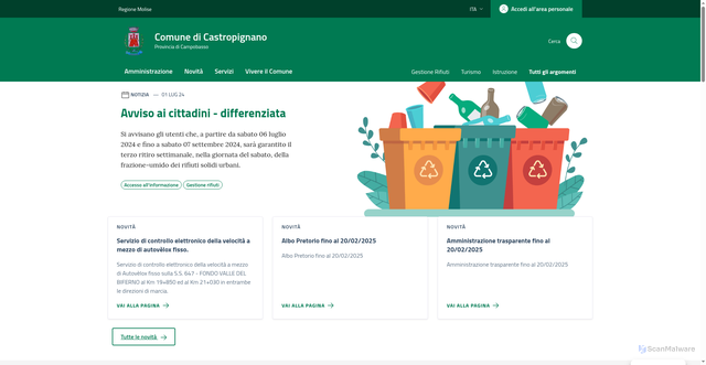 Security scan screenshot of https://www.comune.castropignano.cb.it