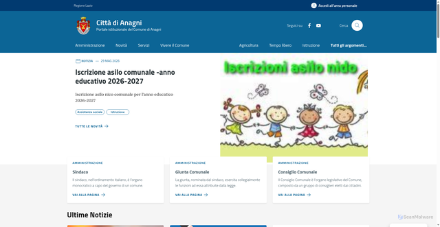 Security scan screenshot of https://www.comune.anagni.fr.it