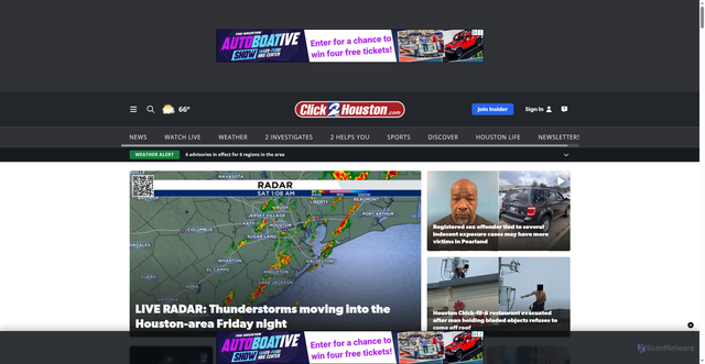 Security scan screenshot of https://click2houston.com