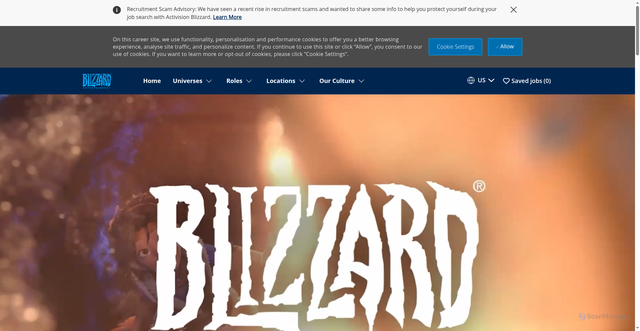 Security scan screenshot of https://careers.blizzard.com/