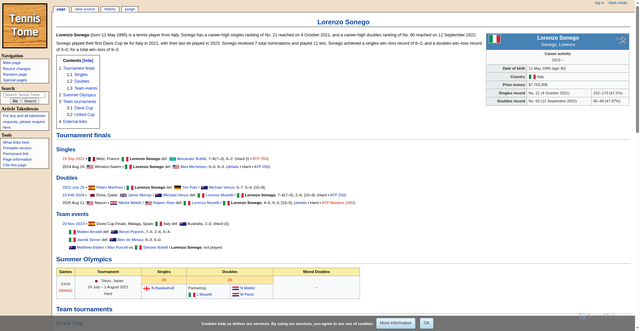 Security scan screenshot of https://tennistome.miraheze.org/wiki/Lorenzo_Sonego