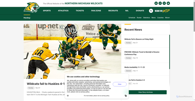 Security scan screenshot of https://nmuwildcats.com/sports/mens-ice-hockey