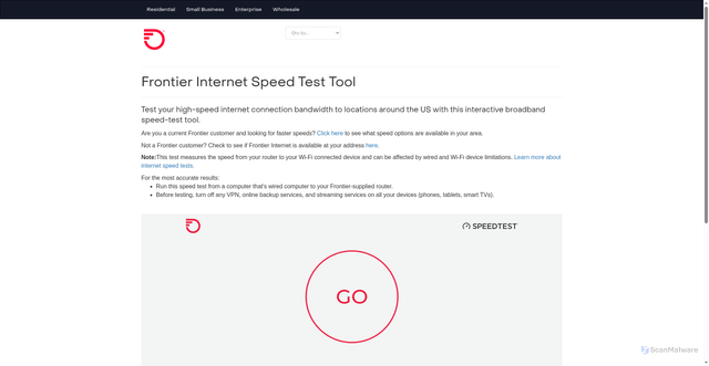Security scan screenshot of https://losangeles.ca.speedtest.frontier.com