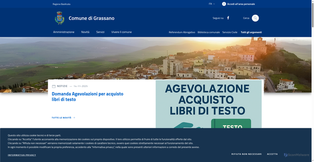 Security scan screenshot of https://www.comune.grassano.mt.it/