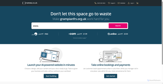 Security scan screenshot of http://www.grampianfrs.org.uk/