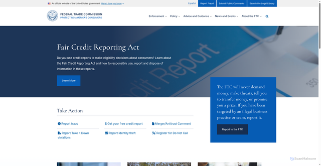Security scan screenshot of https://ftc.gov