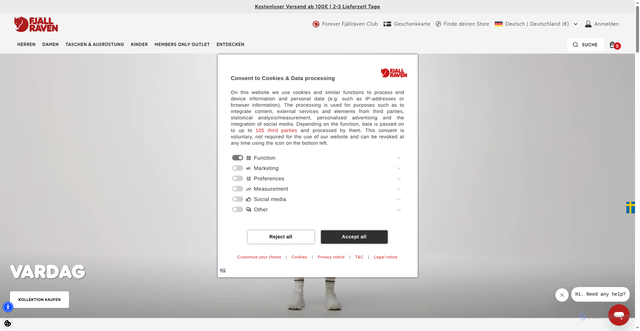 Security scan screenshot of https://fjallraven.com