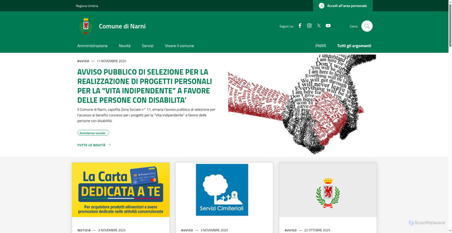 Security scan screenshot of https://www.comune.narni.tr.it/