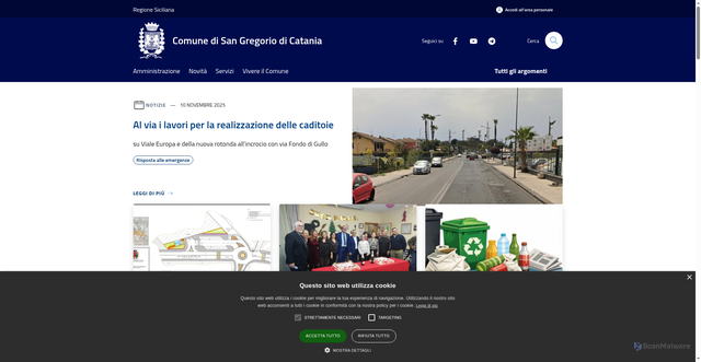 Security scan screenshot of https://www.comune.sangregoriodicatania.ct.it/it
