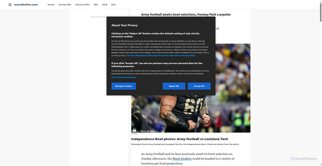 Security scan screenshot of https://www.recordonline.com/story/sports/college/2025/12/07/army-awaits-2025-bowl-selections/87656161007/