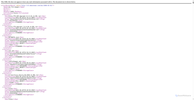 Security scan screenshot of https://cdo-ftd-images.s3-us-west-2.amazonaws.com