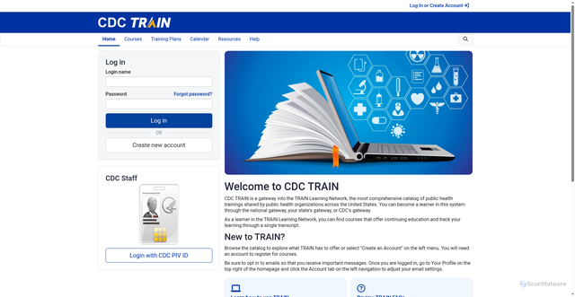 Security scan screenshot of https://cdc.train.org