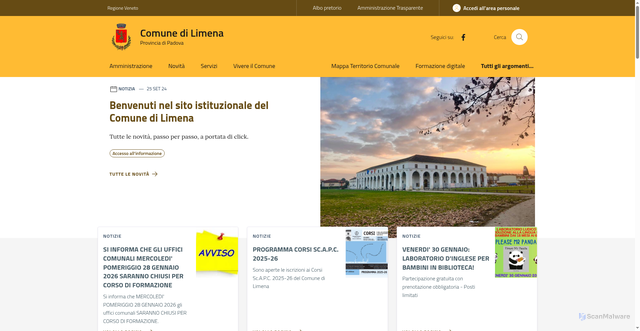 Security scan screenshot of https://www.comune.limena.pd.it/