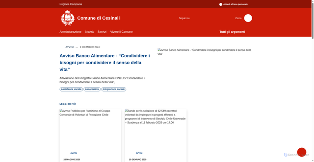 Security scan screenshot of https://www.comune.cesinali.av.it/it