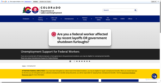 Security scan screenshot of https://cdle.colorado.gov/unemployment
