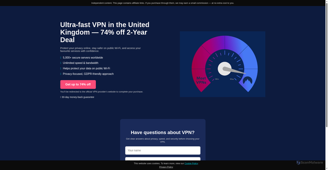 Security scan screenshot of https://ukvpnsecure.online/