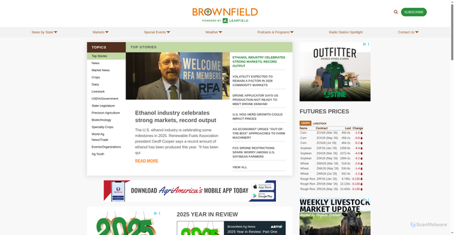 Security scan screenshot of https://brownfieldagnews.com