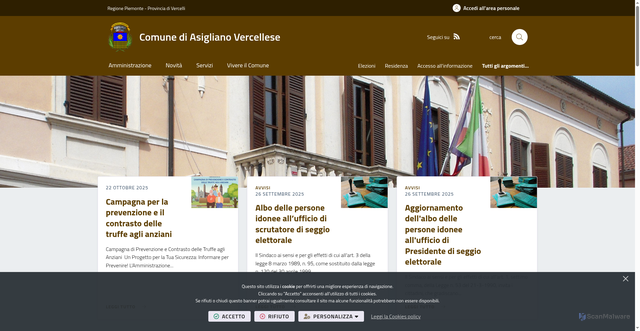 Security scan screenshot of https://www.comune.asiglianovercellese.vc.it/it-it/home
