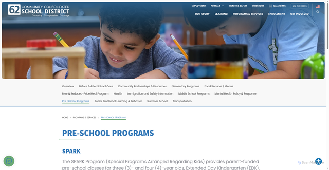Security scan screenshot of https://www.d62.org/programs-services/pre-school-programs