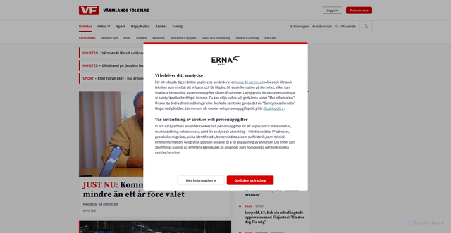 Security scan screenshot of https://www.vf.se/