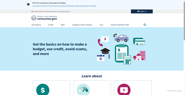 Security scan screenshot of https://consumer.gov/