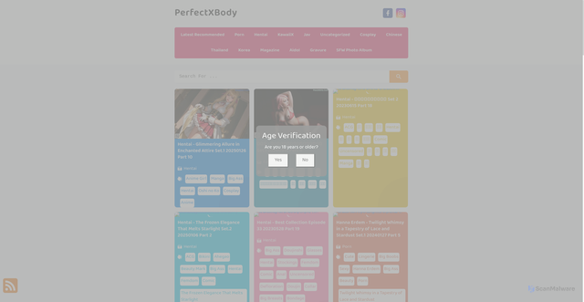 Security scan screenshot of https://perfectxbody.com