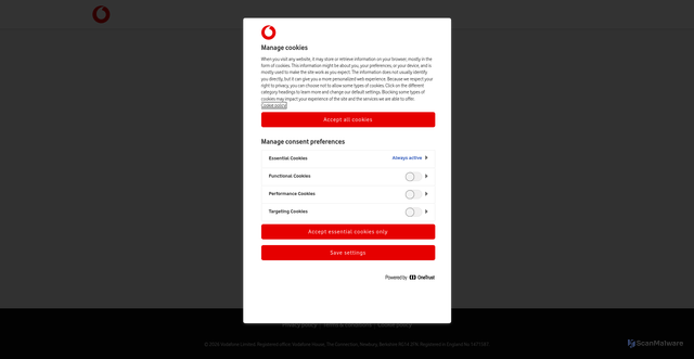 Security scan screenshot of https://billcentre.vodafone.co.uk
