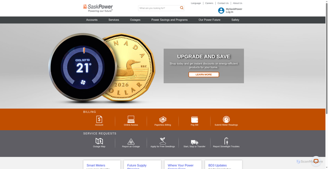 Security scan screenshot of https://saskpower.com