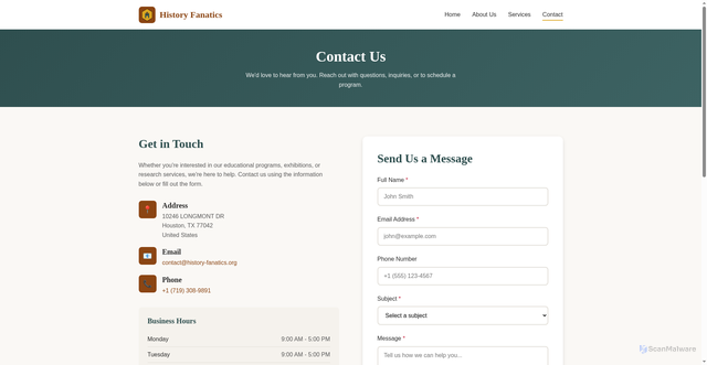 Security scan screenshot of https://21124.pages.dev/contact