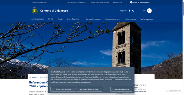 Security scan screenshot of https://www.comune.chianocco.to.it/