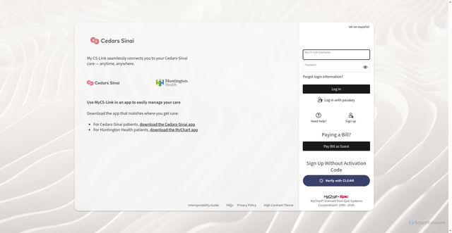 Security scan screenshot of https://patients.mycslink.org