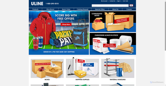 Security scan screenshot of https://uline.com