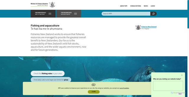 Security scan screenshot of https://www.mpi.govt.nz/fishing-aquaculture