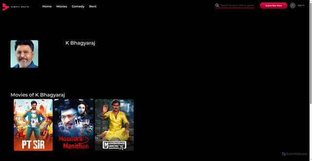 Security scan screenshot of https://simplysouth.tv/en/star/k-bhagyaraj-1