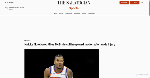 Security scan screenshot of https://www.saratogian.com/2026/01/02/knicks-miles-mcbride-ankle-injury/