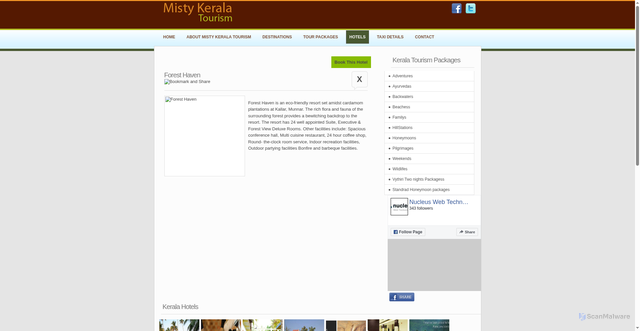Security scan screenshot of https://mistykeralatourism.webdesignonline.in/misty_hotel_packages_detail.php?scid=119&pagenum=1&pg=index