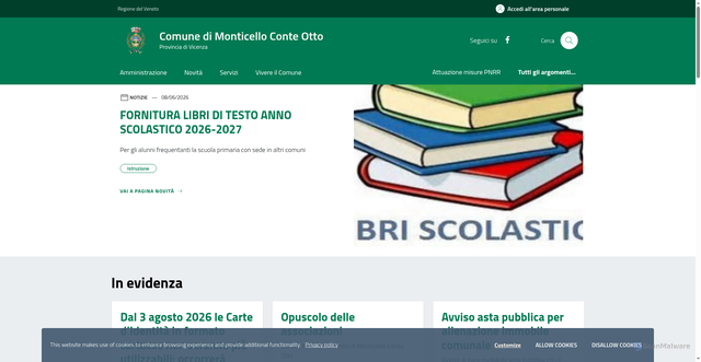 Security scan screenshot of https://www.comune.monticello.vi.it