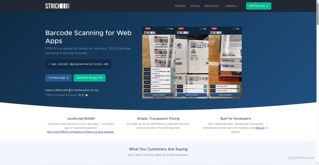 Security scan screenshot of https://strich.io