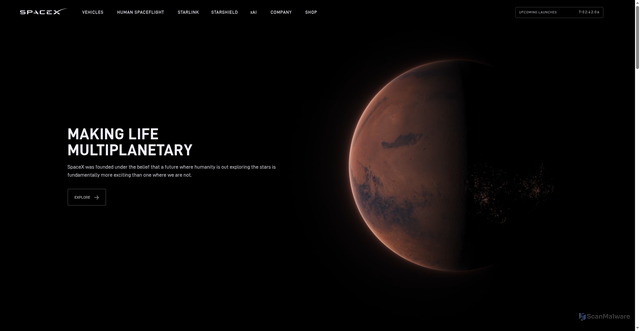 Security scan screenshot of https://spacex.com/