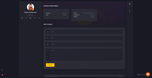 Security scan screenshot of http://haikalylstnsyh.xyz/contact